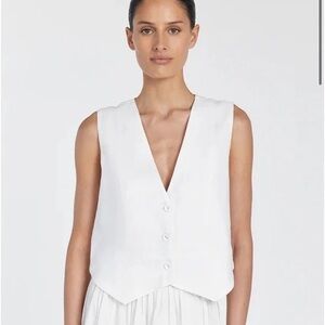 DISSH Banks White Linen Button Front Vest Top Minimalist Sleeveless Size 8